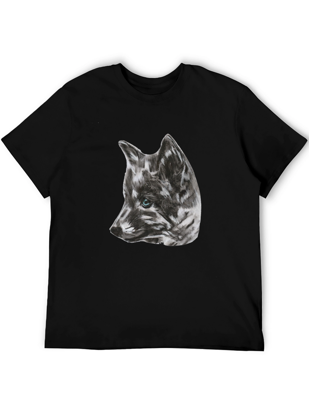 Wolf Sketch Graphic Black T-Shirt