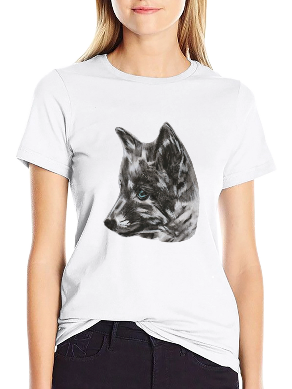 Wolf Sketch Graphic Black T-Shirt