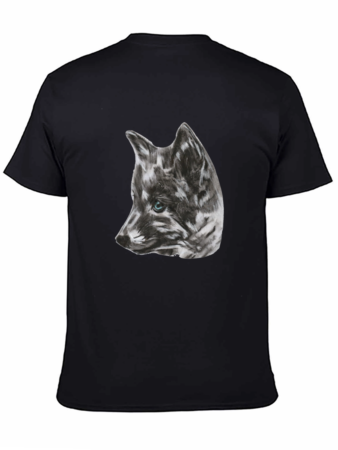 Wolf Sketch Graphic Black T-Shirt