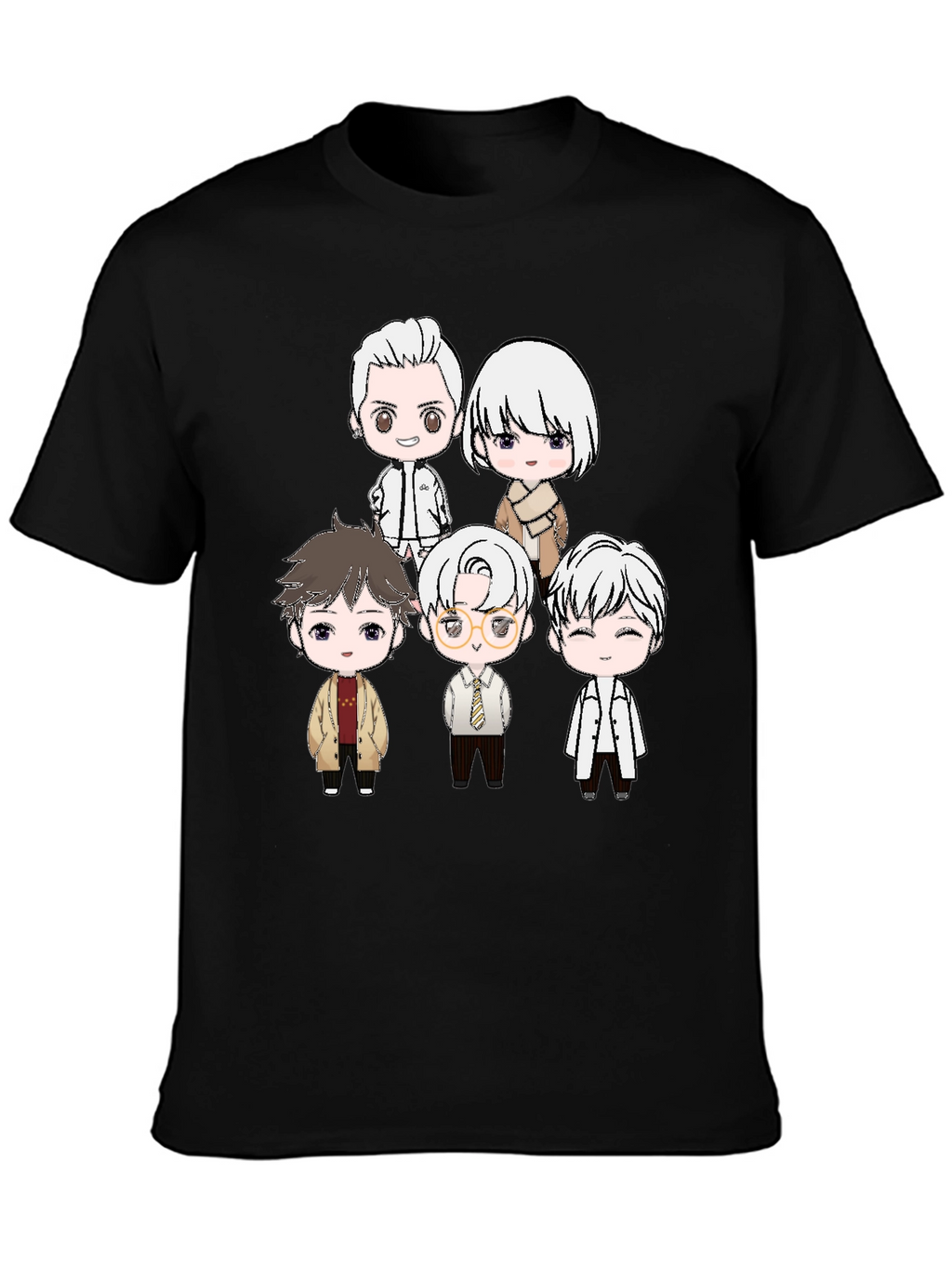Anime Character Print Black T-Shirt