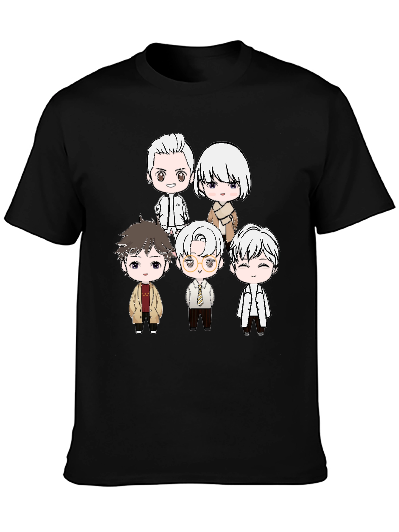Anime Character Print Black T-Shirt