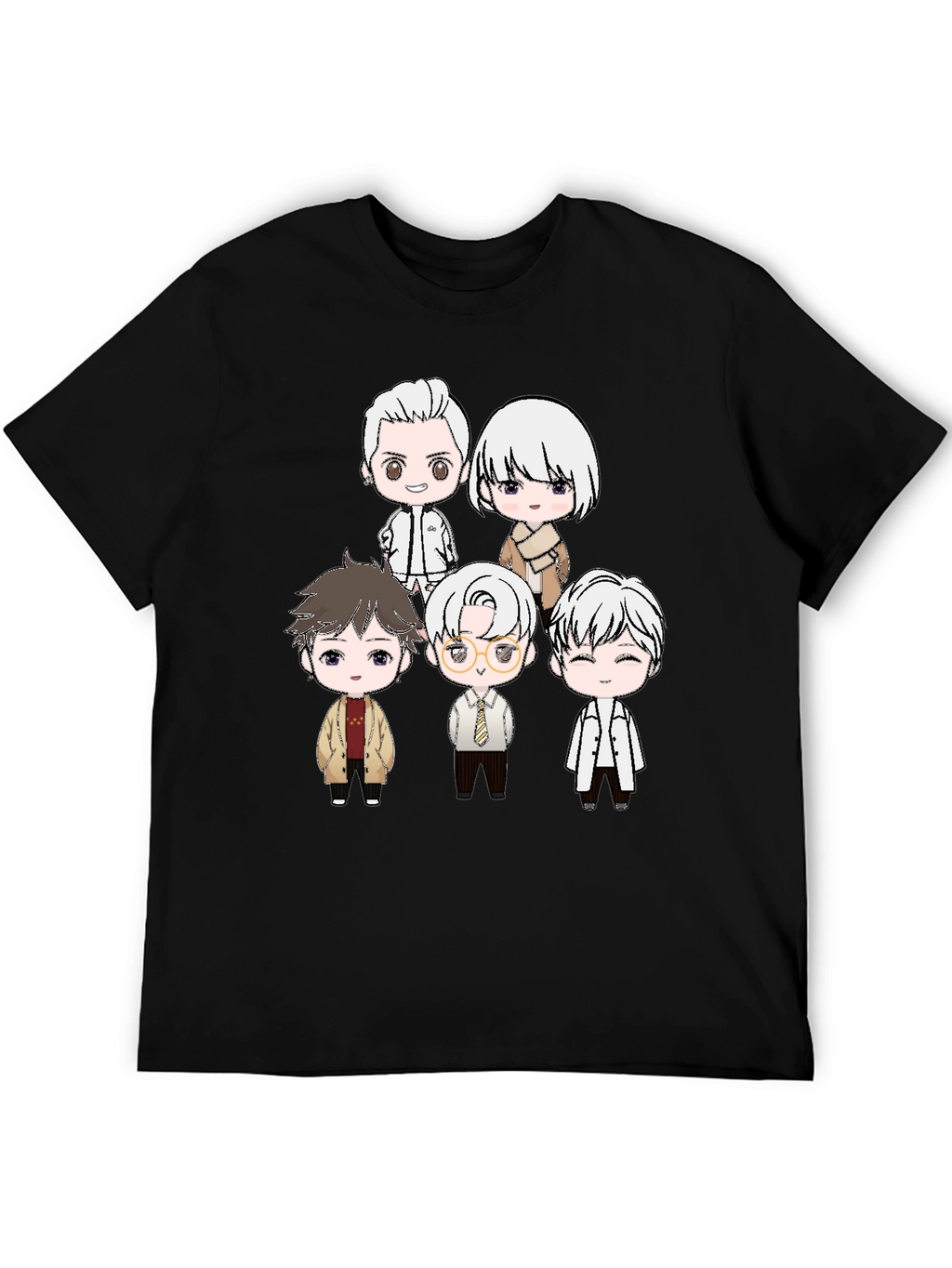 Anime Character Print Black T-Shirt