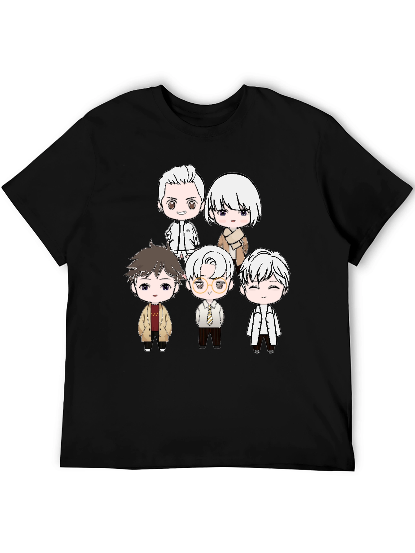 Anime Character Print Black T-Shirt