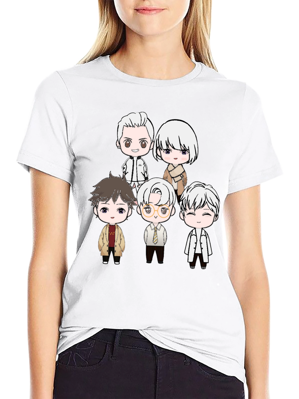 Anime Character Print Black T-Shirt