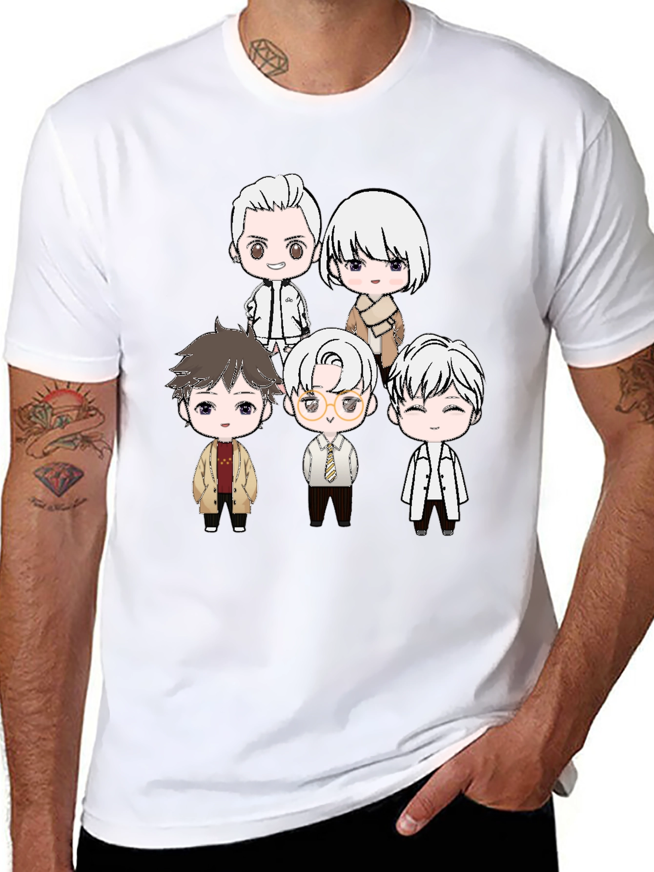 Anime Character Print Black T-Shirt