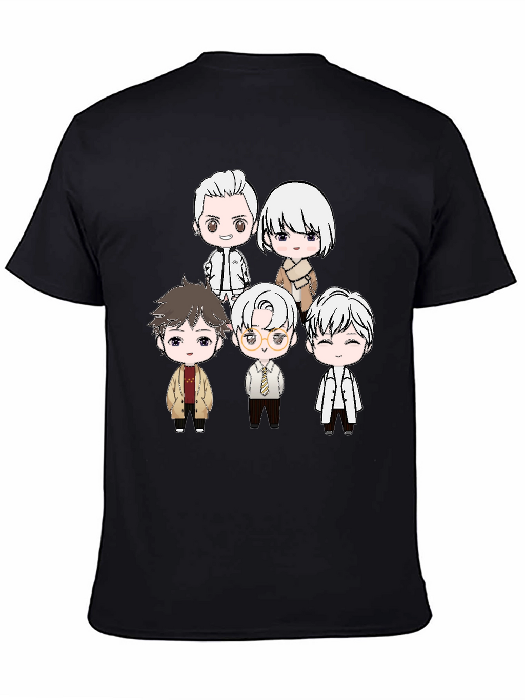 Anime Character Print Black T-Shirt