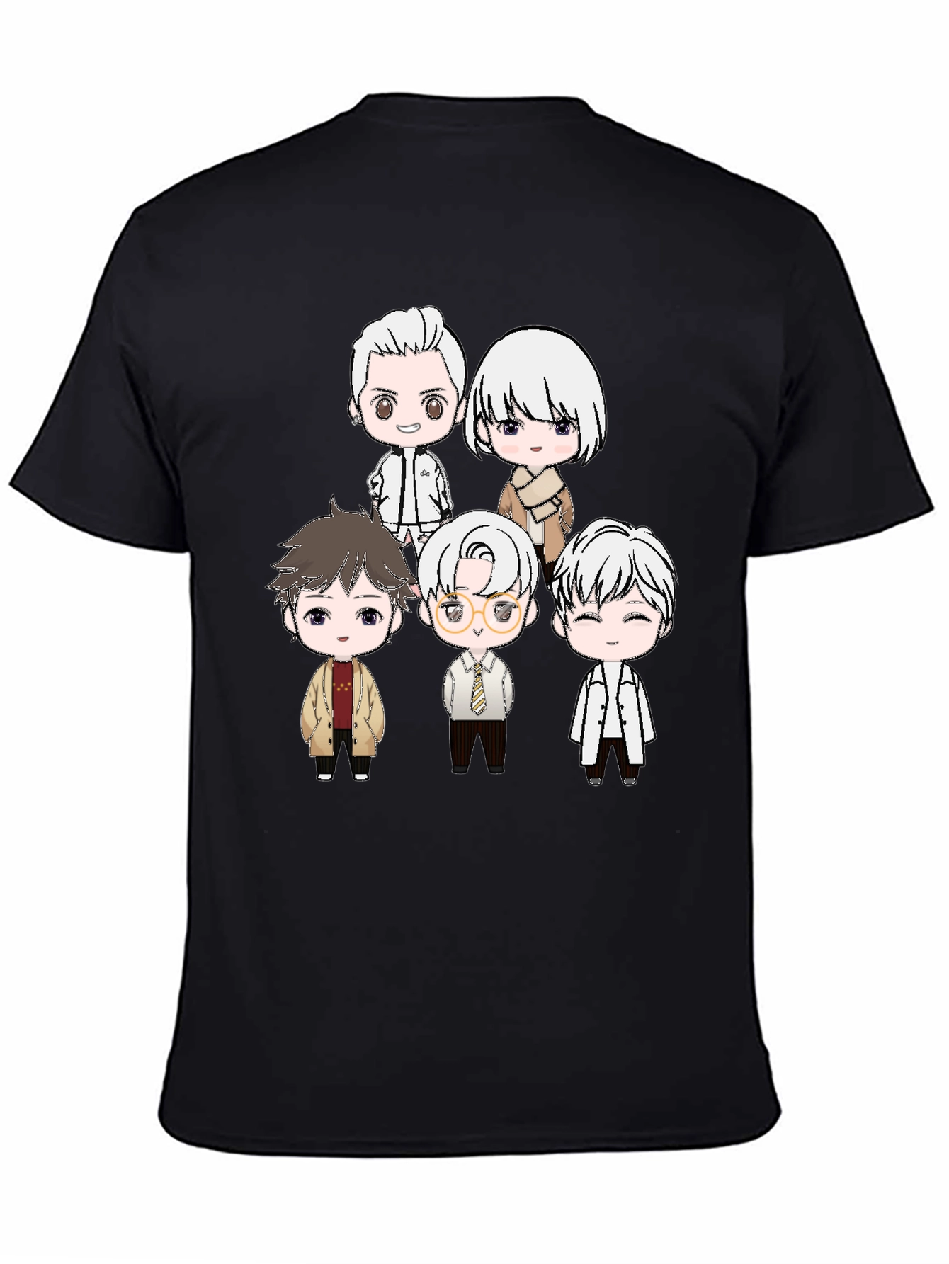 Anime Character Print Black T-Shirt