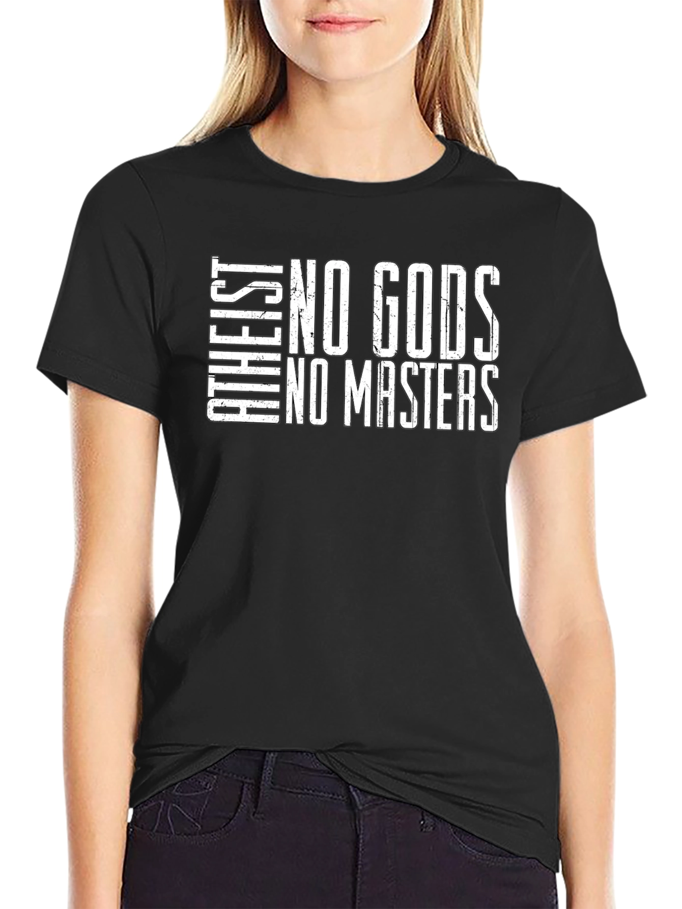 Atheist No Gods No Masters Black T-Shirt