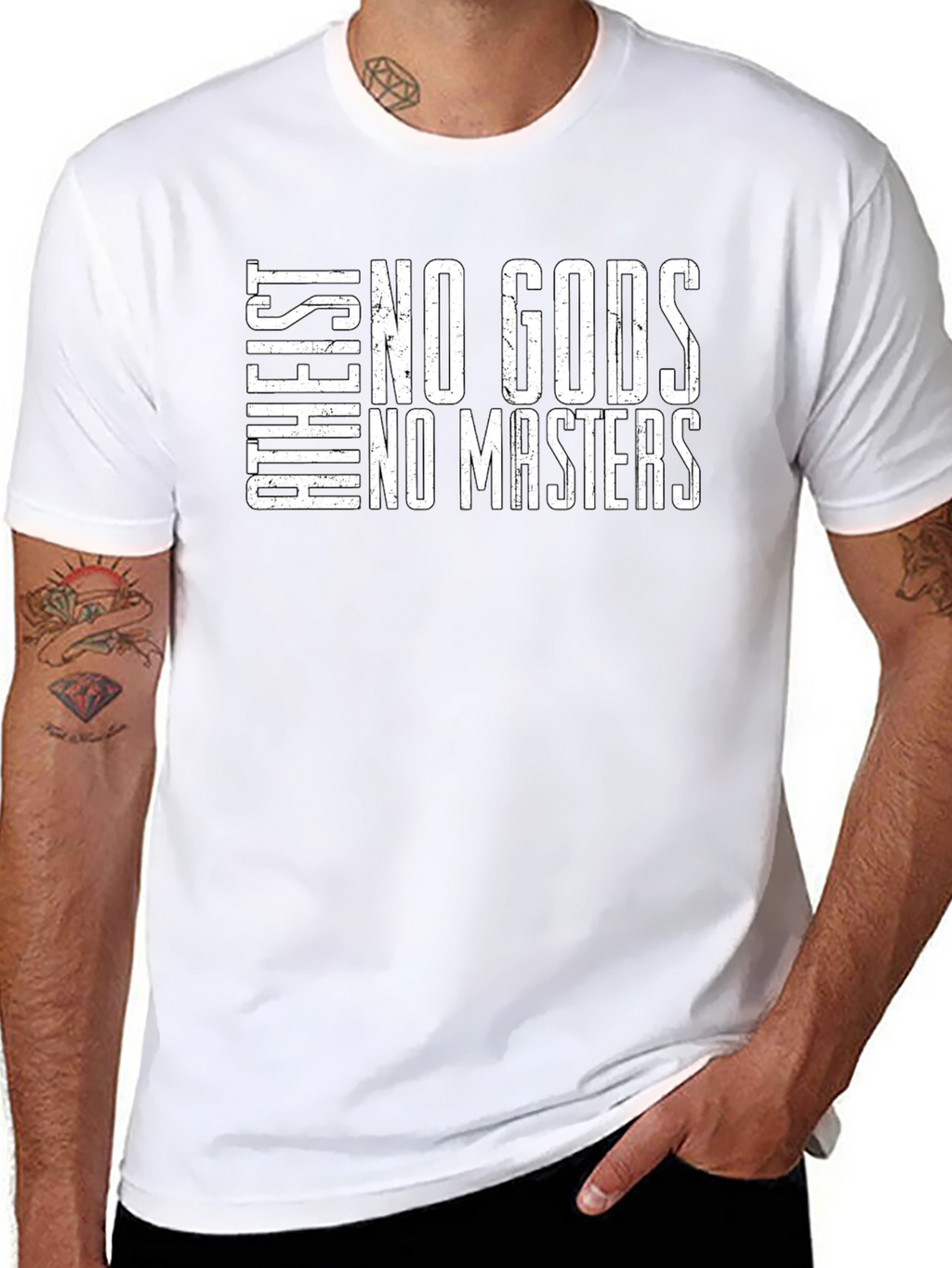 Atheist No Gods No Masters Black T-Shirt