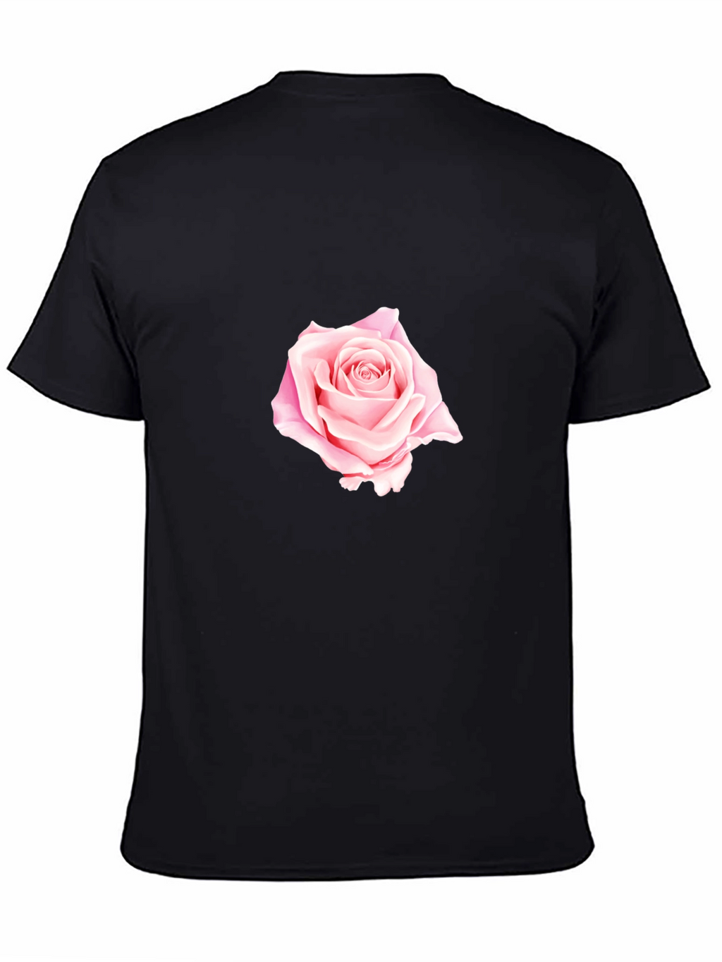 Black T-Shirt with Rose Design