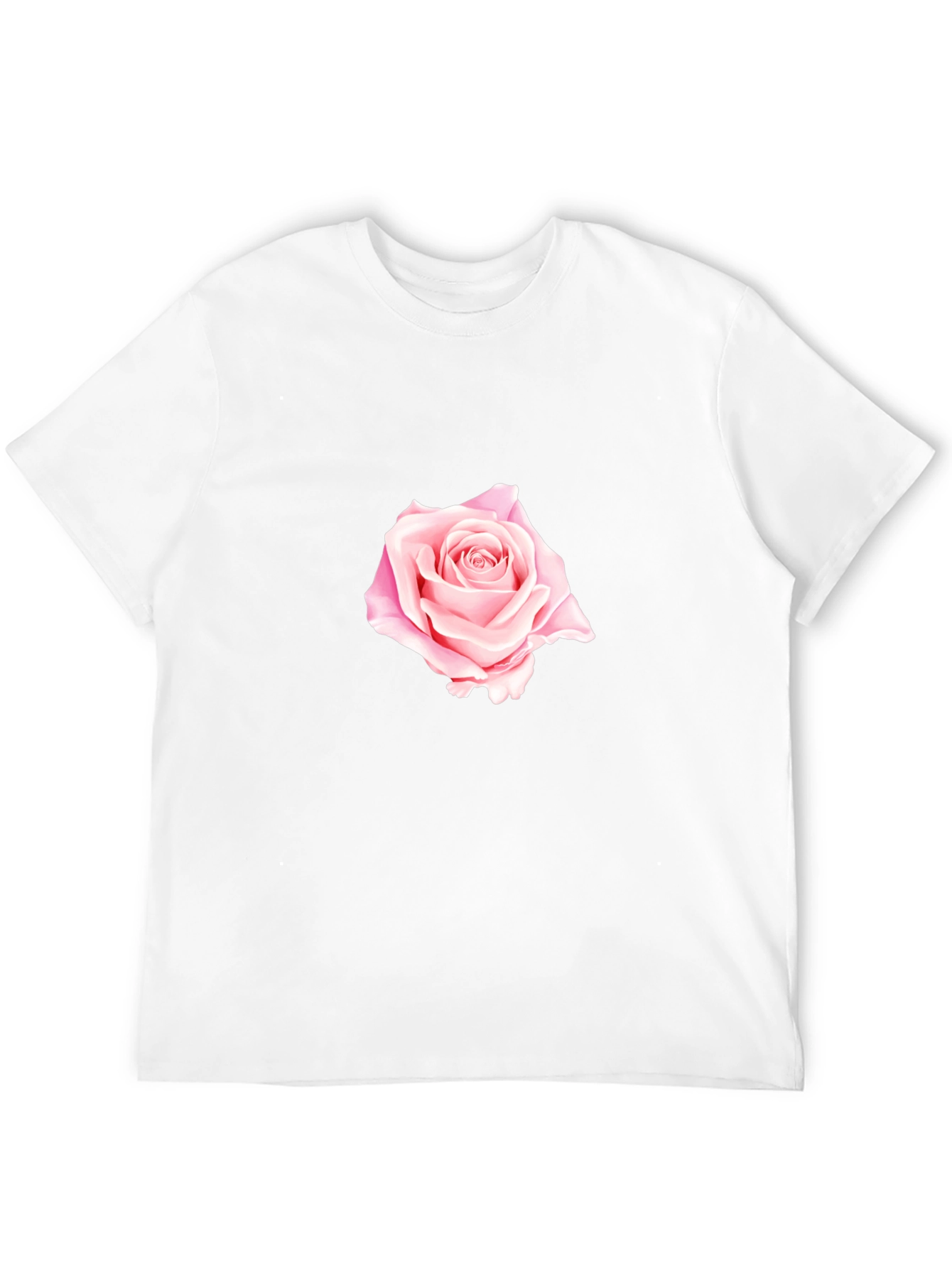 Black T-Shirt with Rose Design