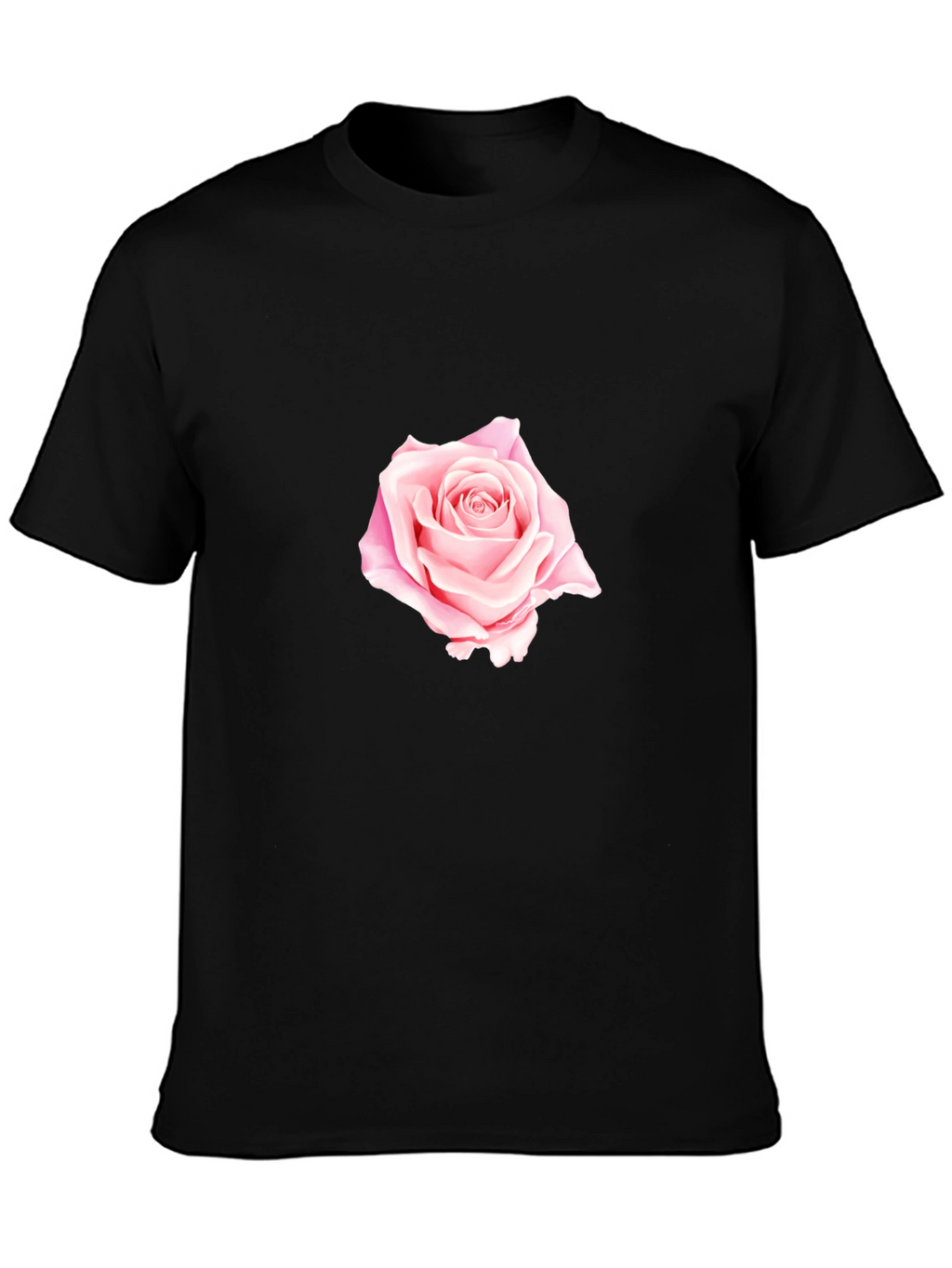 Black T-Shirt with Rose Design