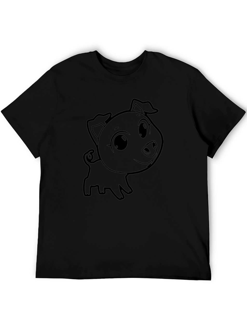 Cute Piglet Graphic T-Shirt - Black