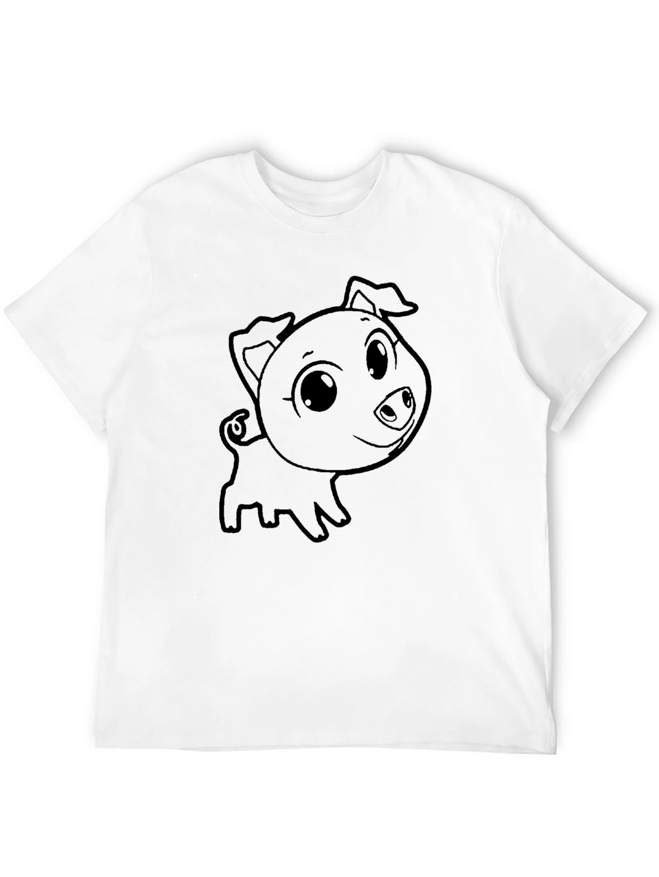 Cute Piglet Graphic T-Shirt - Black