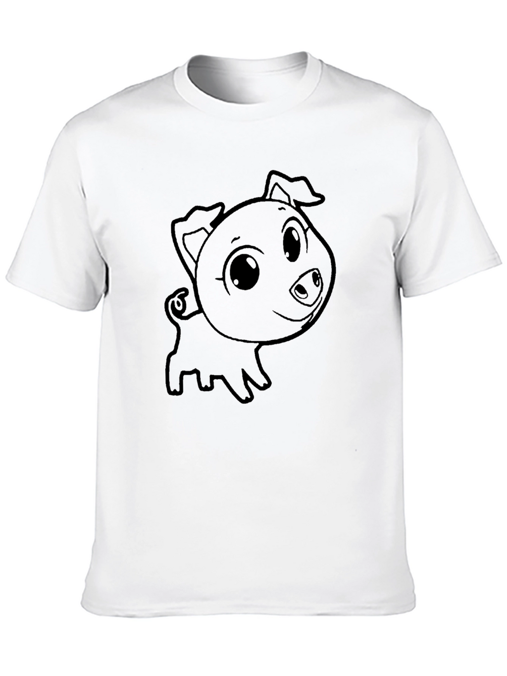 Cute Piglet Graphic T-Shirt - Black