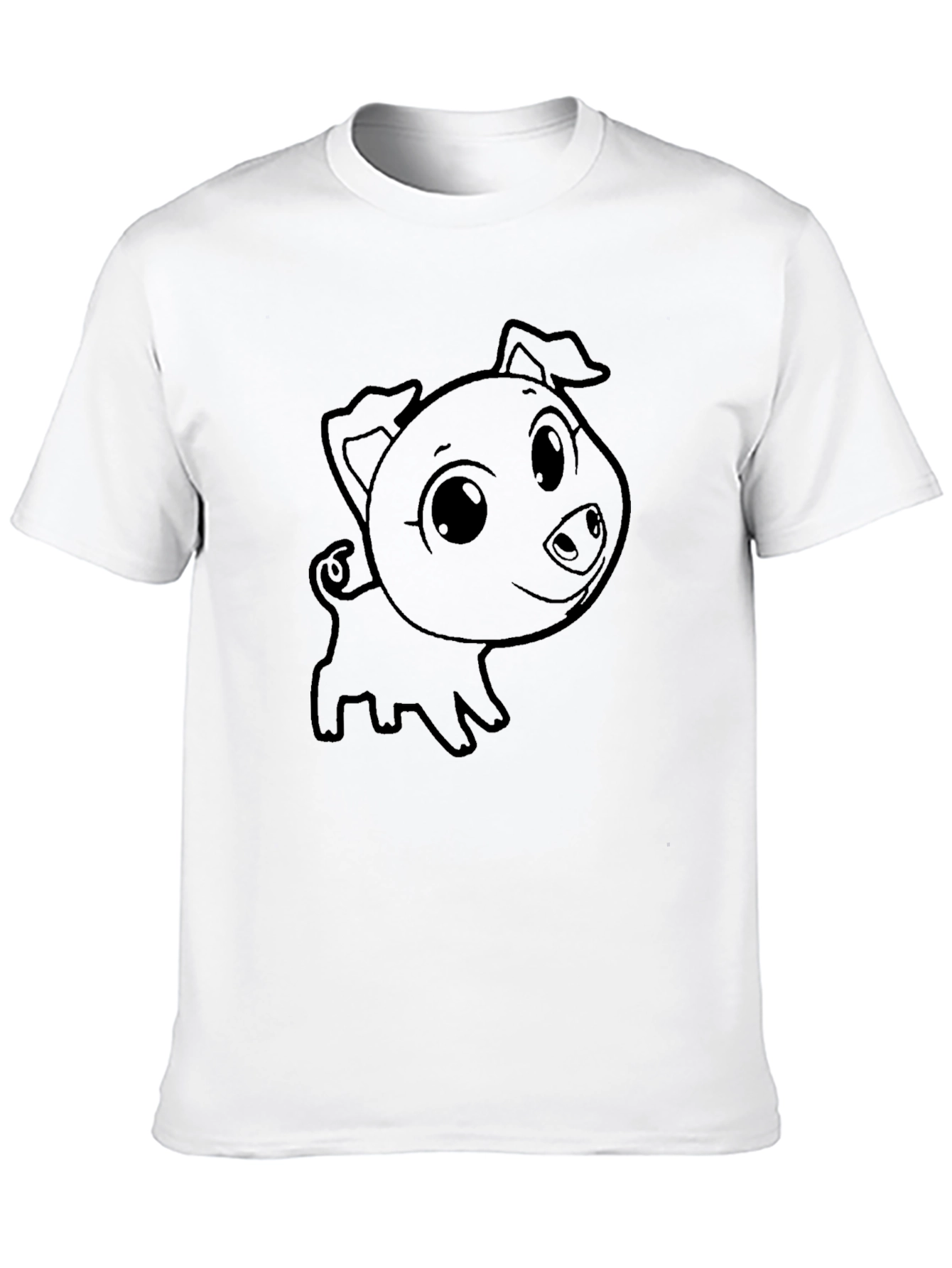 Cute Piglet Graphic T-Shirt - Black