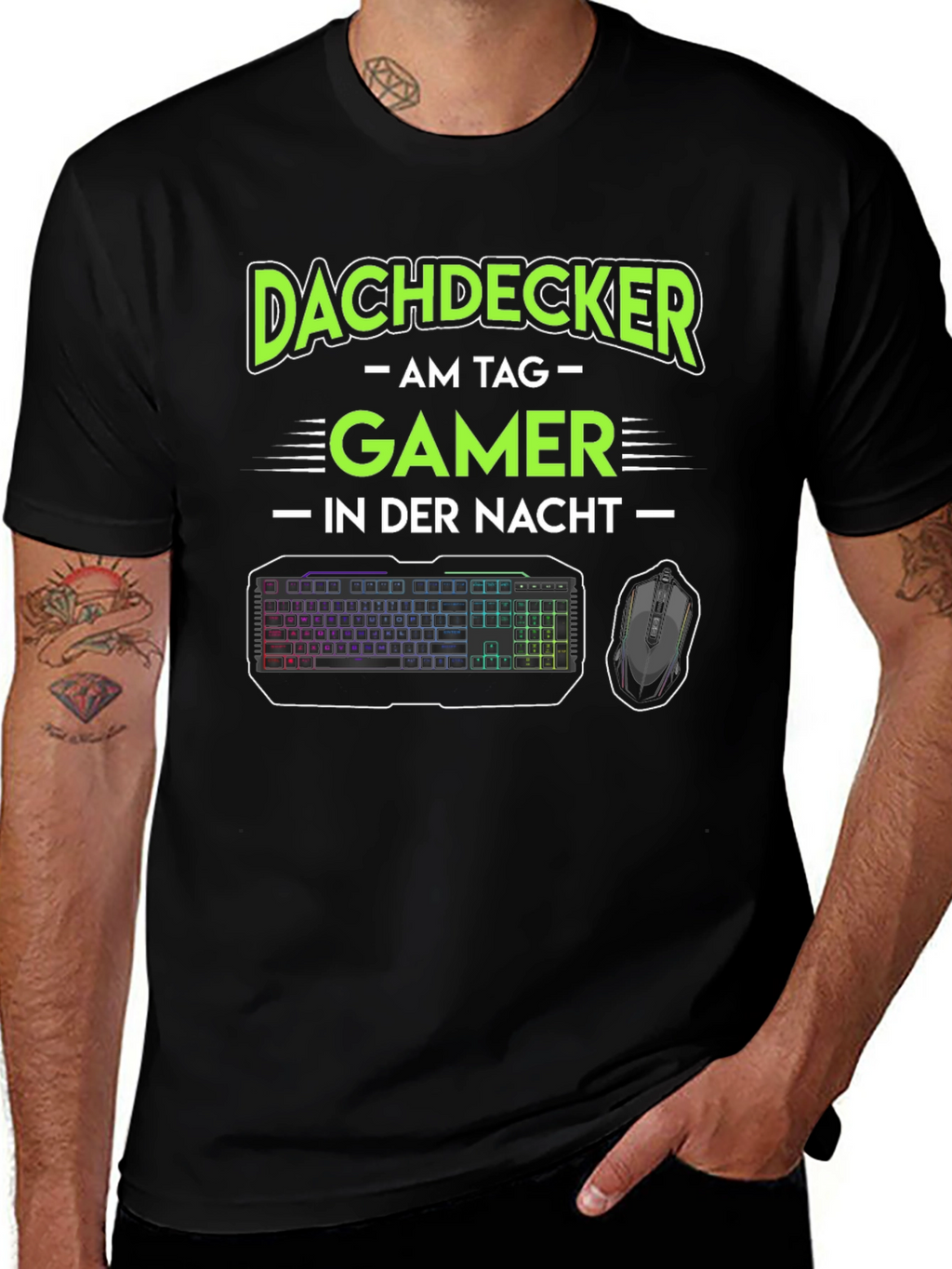 Dachdecker Gamer Black T-Shirt