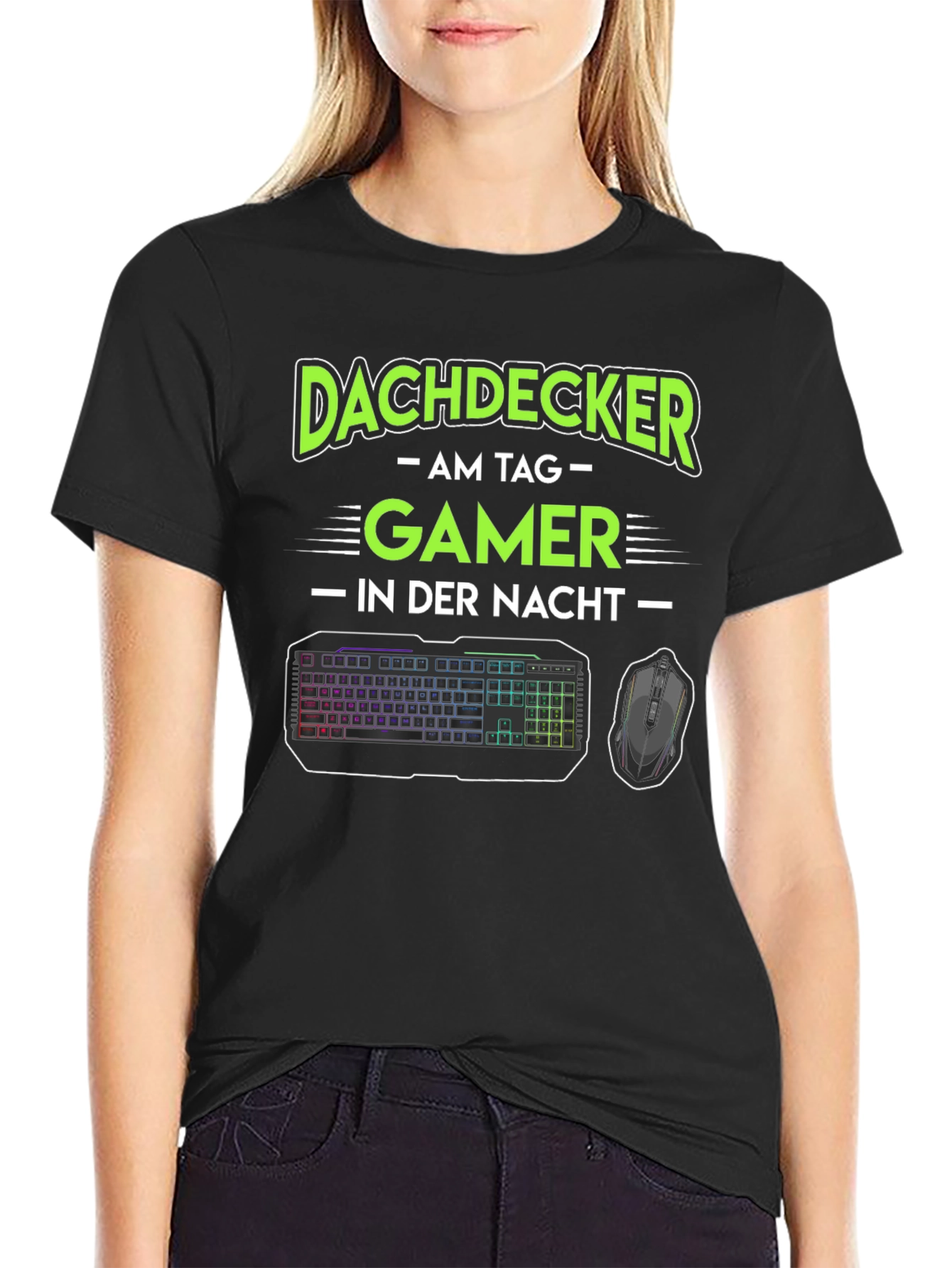 Dachdecker Gamer Black T-Shirt