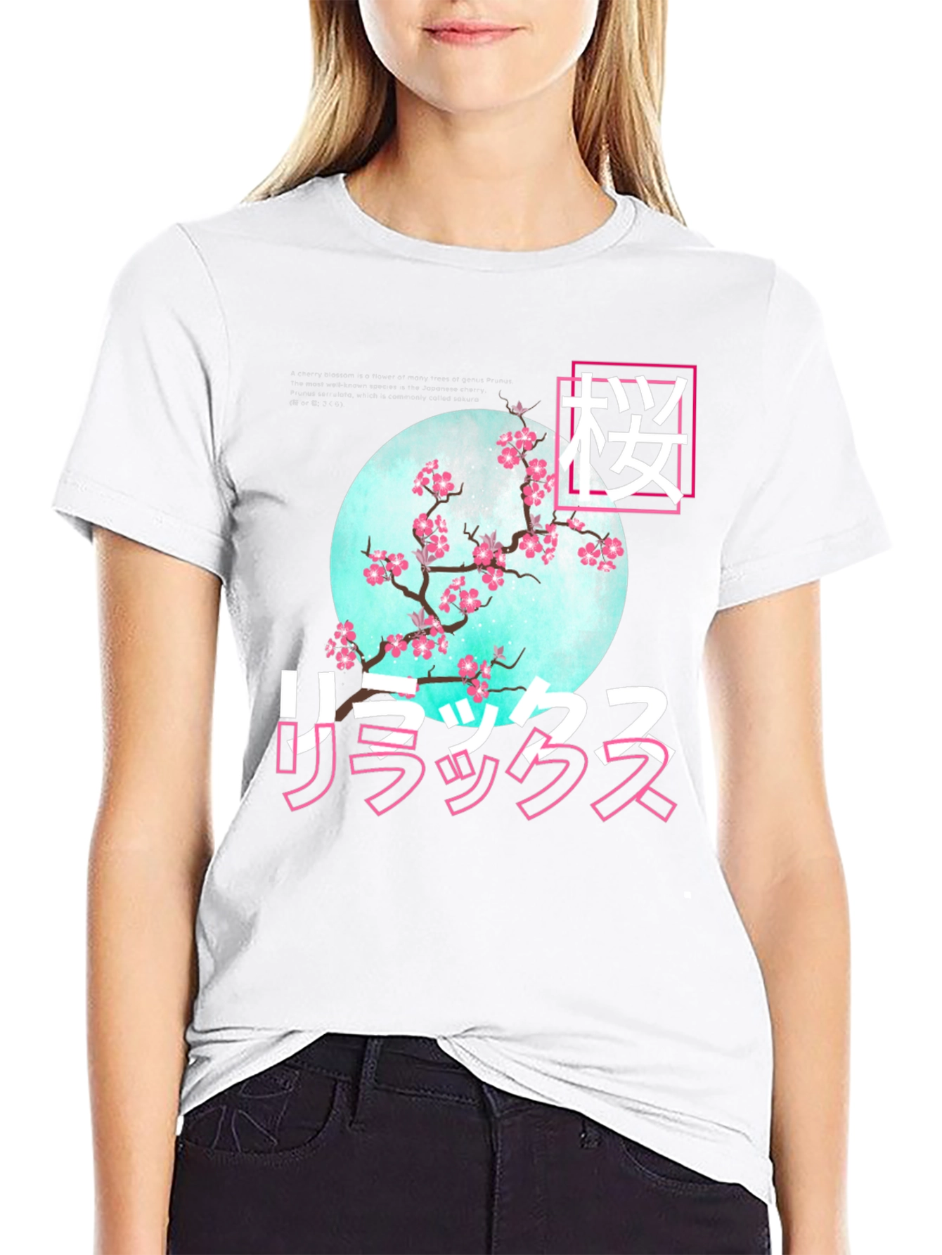 Japanese Sakura Graphic T-Shirt - Relax Design