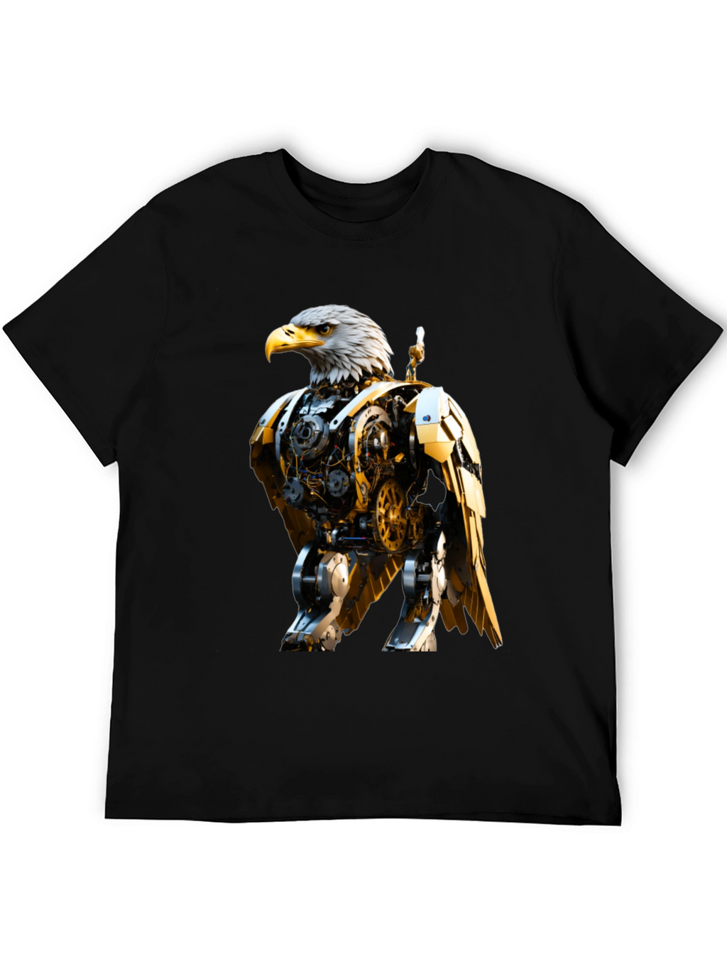 Steampunk Eagle Graphic Tee - Bold Robotic Design