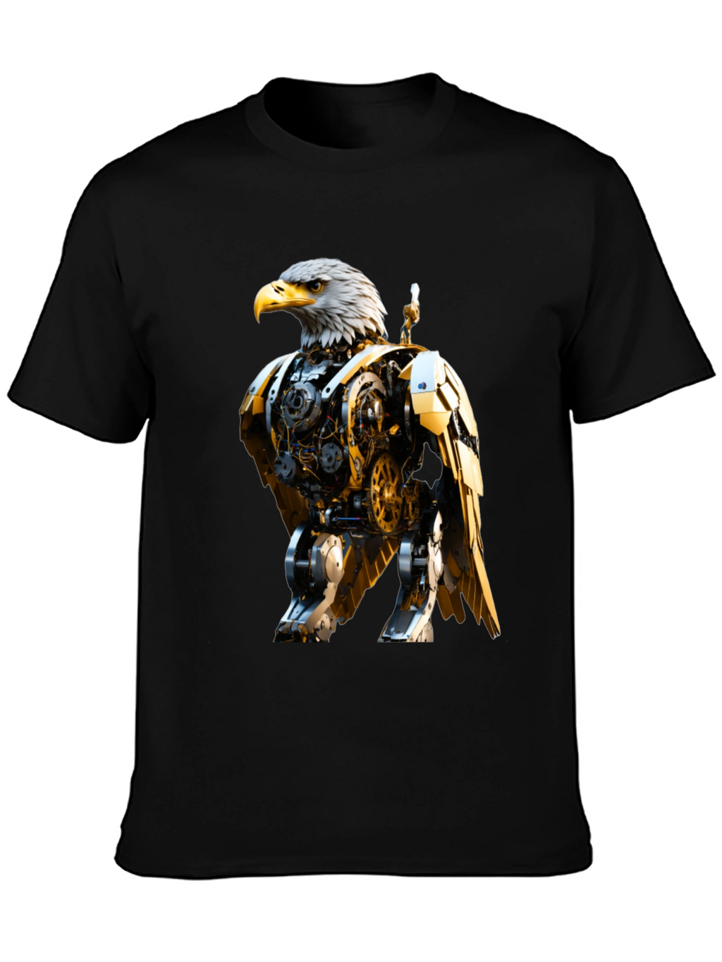 Steampunk Eagle Graphic Tee - Bold Robotic Design