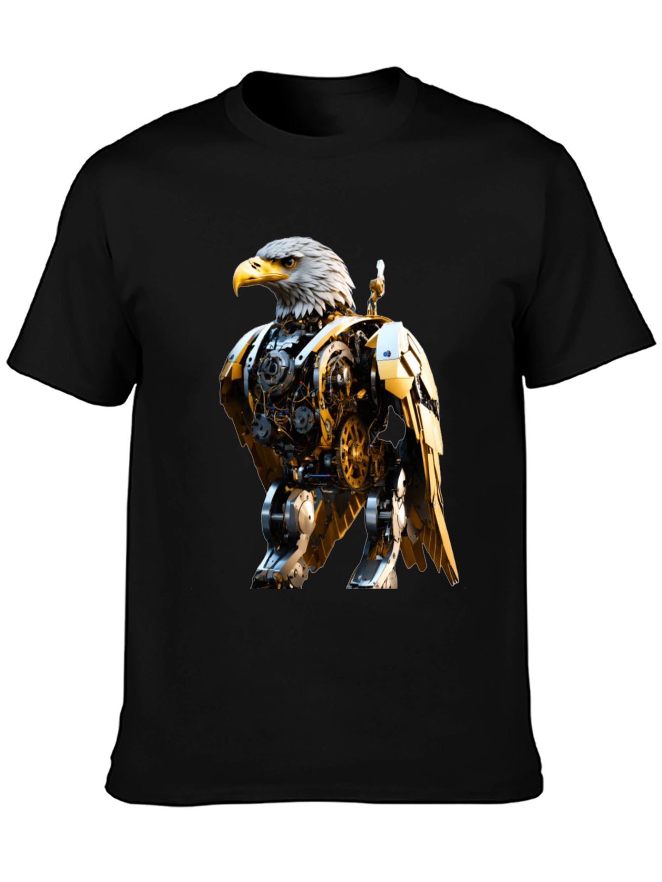 Steampunk Eagle Graphic Tee - Bold Robotic Design