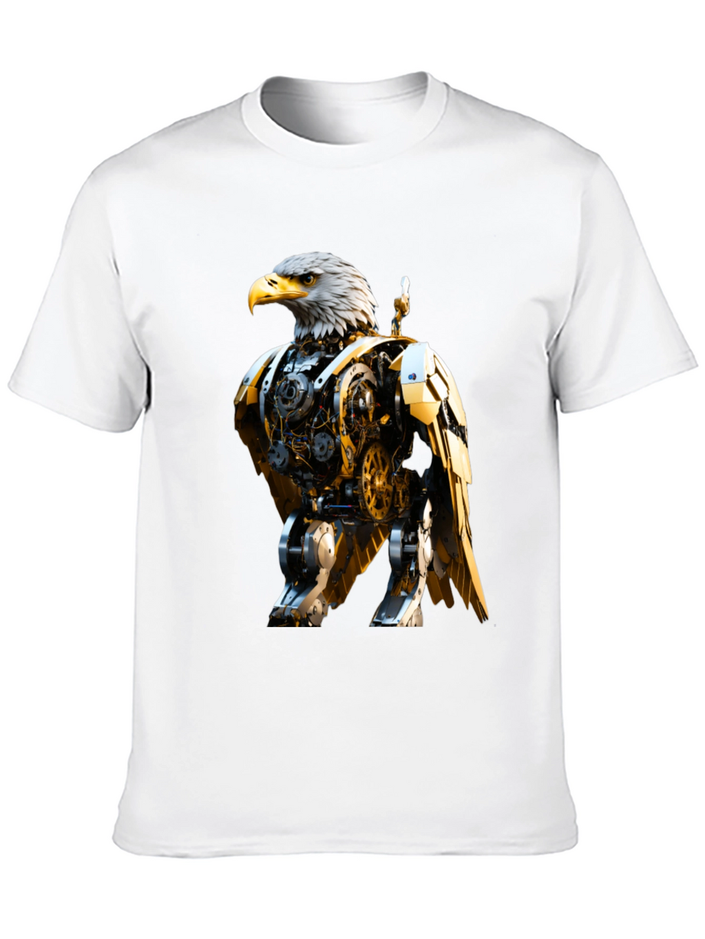 Steampunk Eagle Graphic Tee - Bold Robotic Design