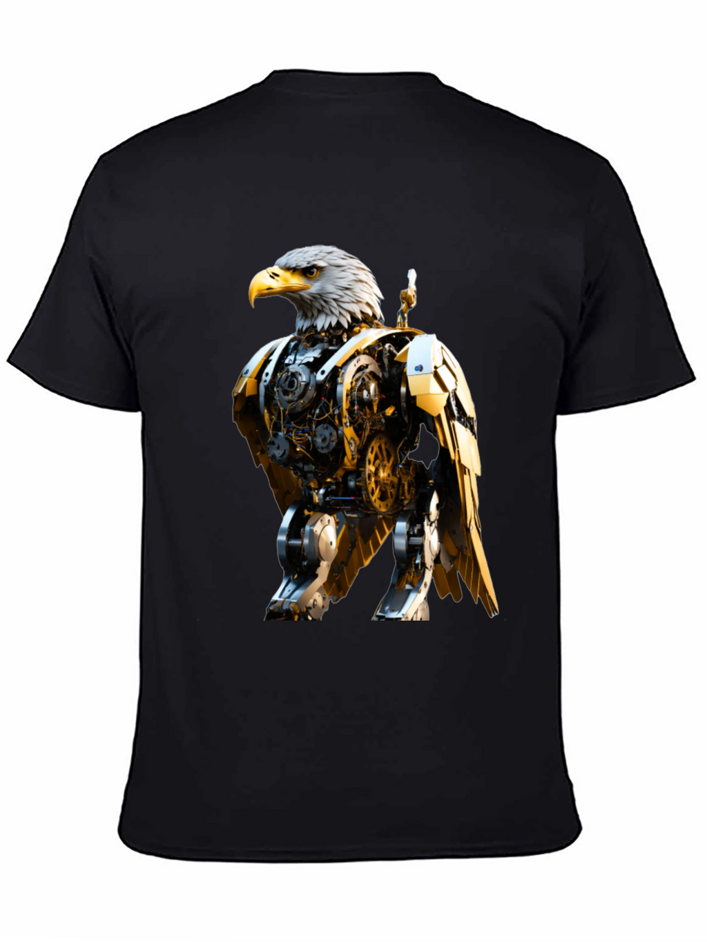 Steampunk Eagle Graphic Tee - Bold Robotic Design