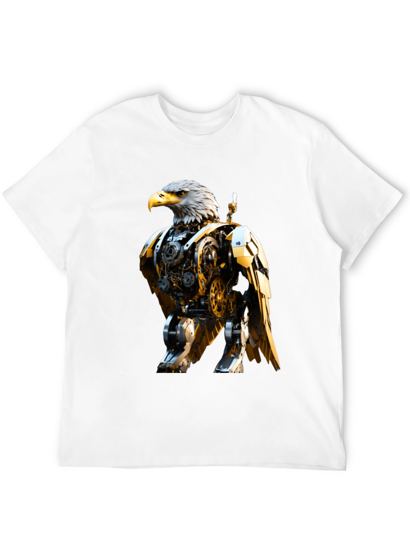 Steampunk Eagle Graphic Tee - Bold Robotic Design