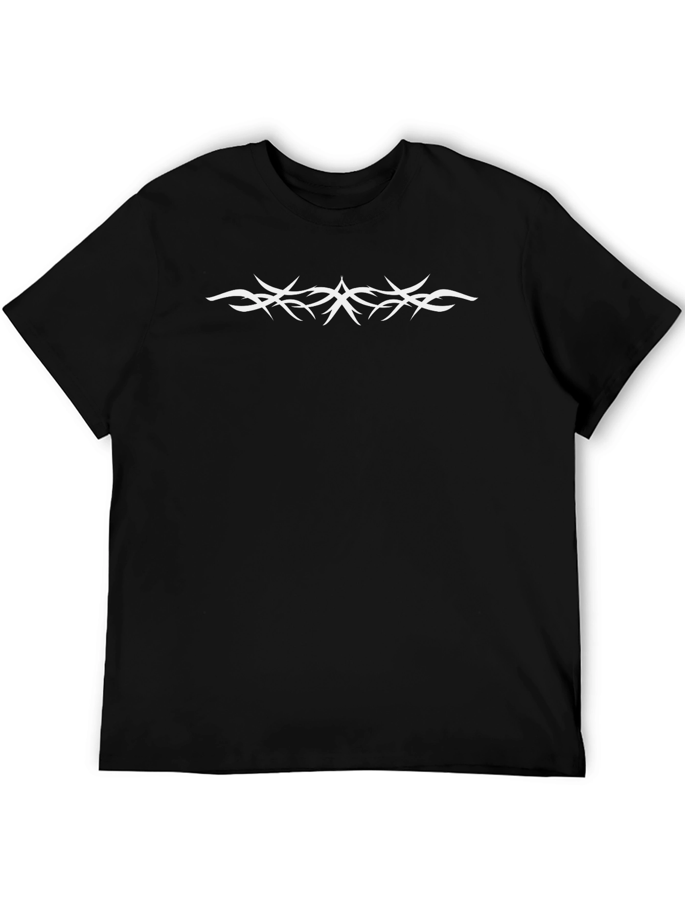 Mens Black T-Shirt with White Tribal Design