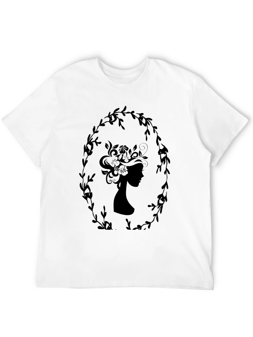 Elegant Silhouette Tee - Floral Wreath Design