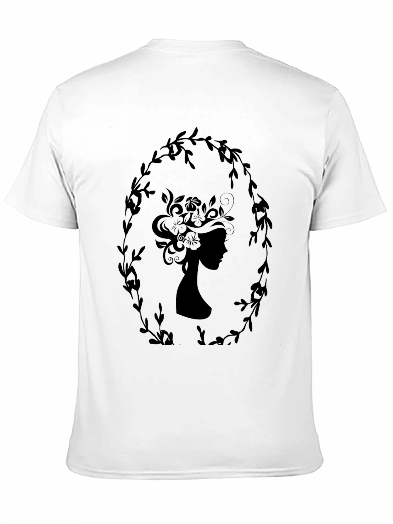 Elegant Silhouette Tee - Floral Wreath Design