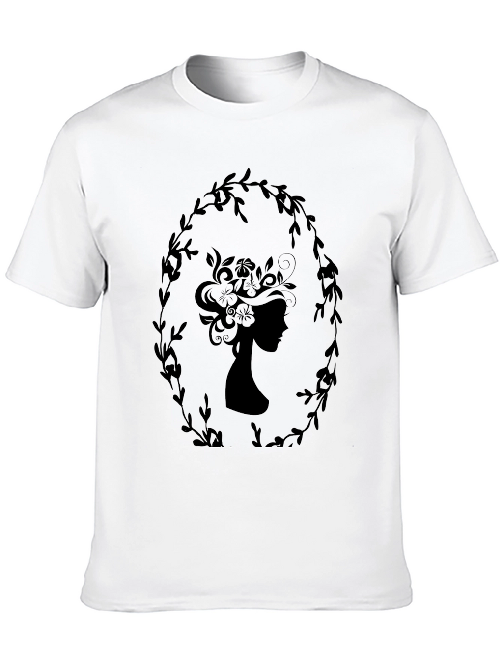 Elegant Silhouette Tee - Floral Wreath Design