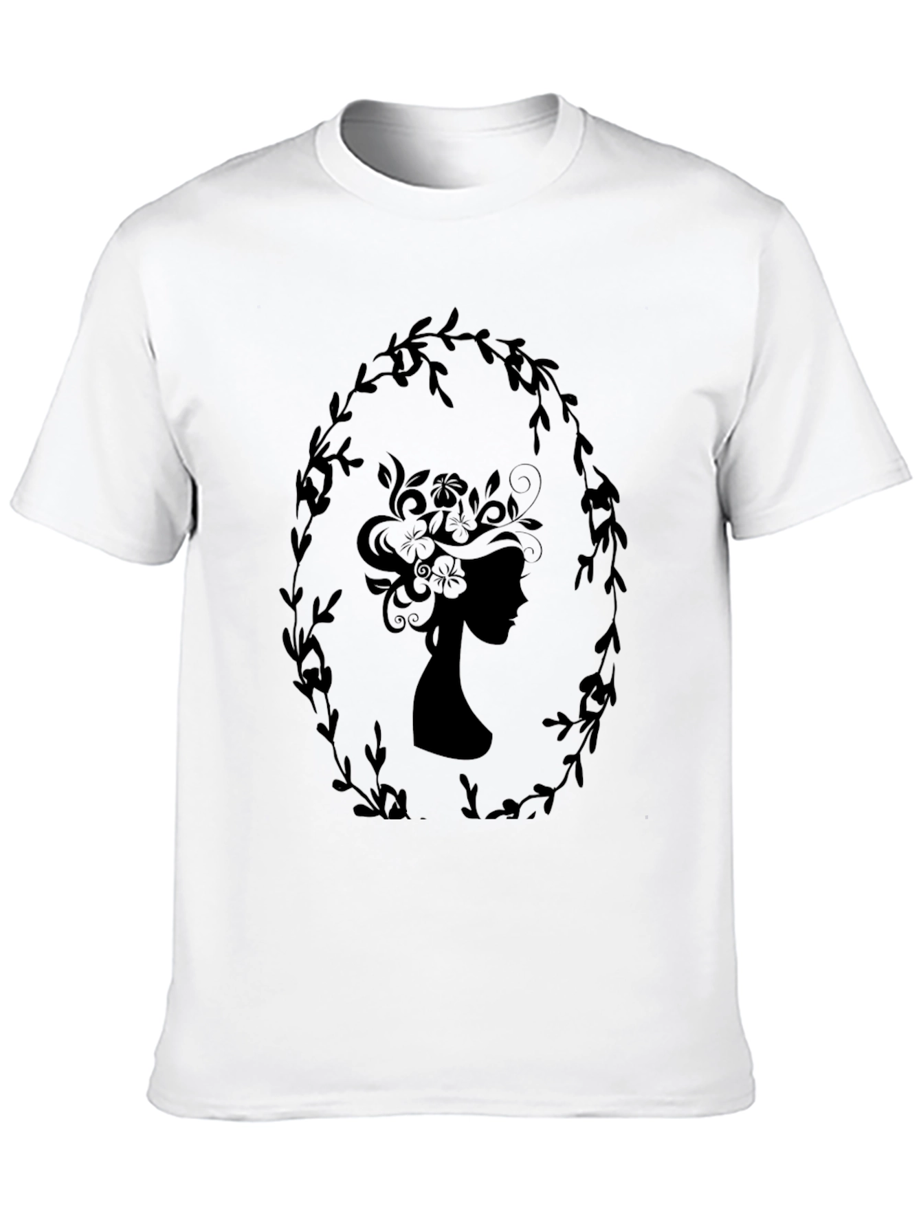 Elegant Silhouette Tee - Floral Wreath Design