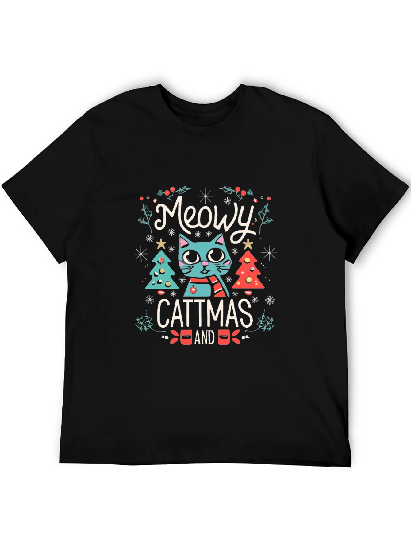 Meowy Cattmas T-Shirt - Festive Holiday Cat Tee