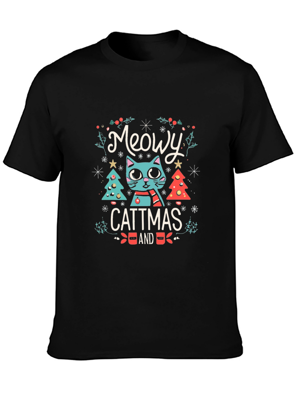 Meowy Cattmas T-Shirt - Festive Holiday Cat Tee
