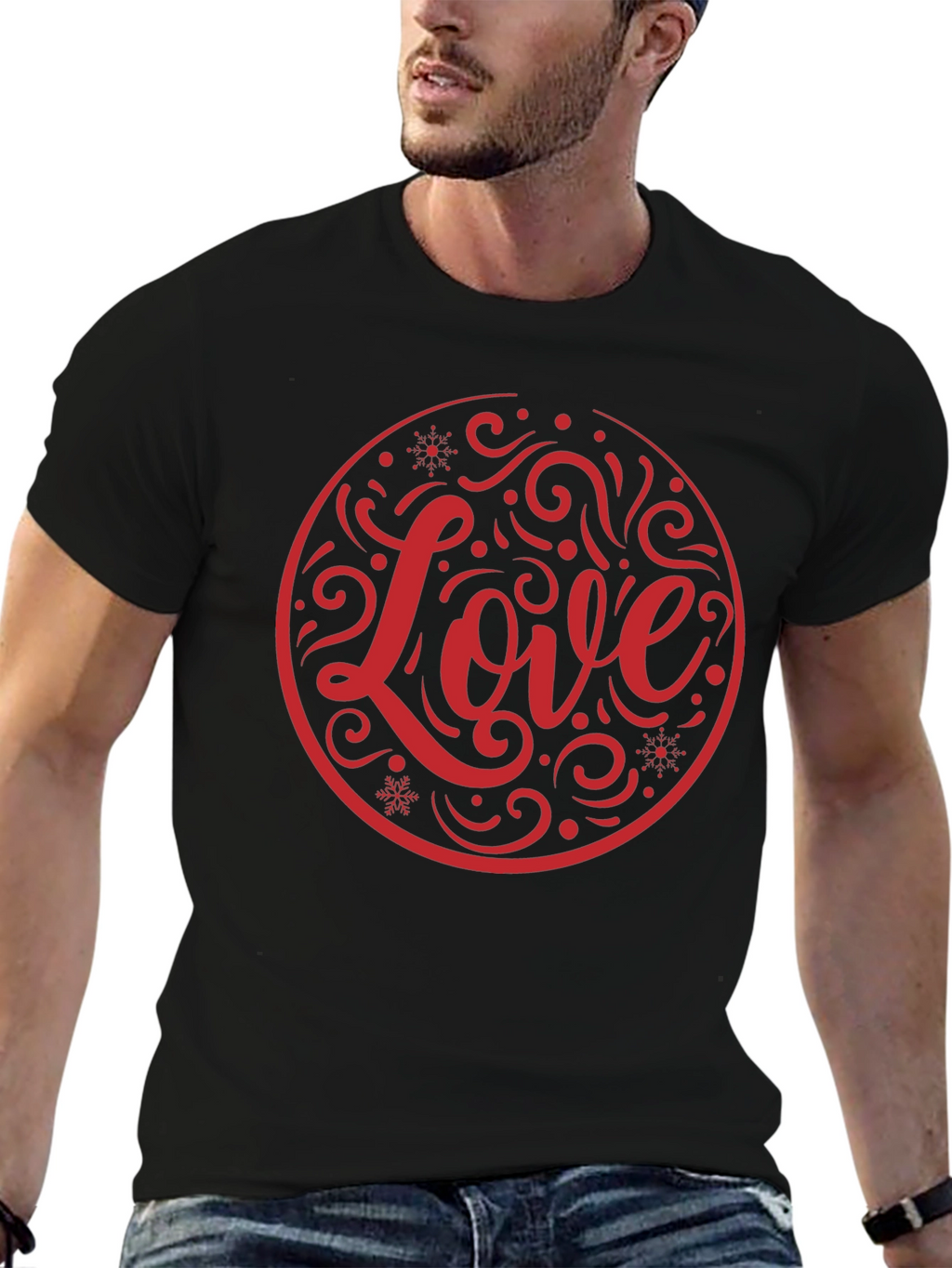 Love Circle Graphic Black T-Shirt