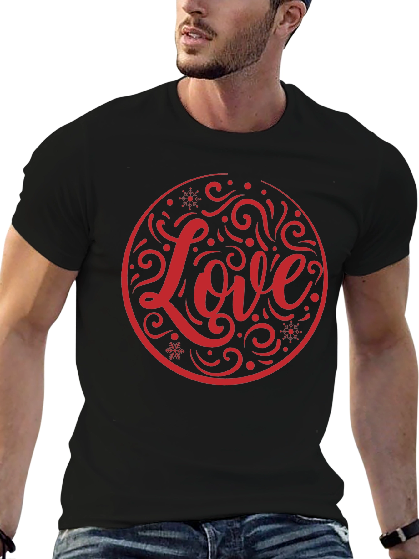 Love Circle Graphic Black T-Shirt