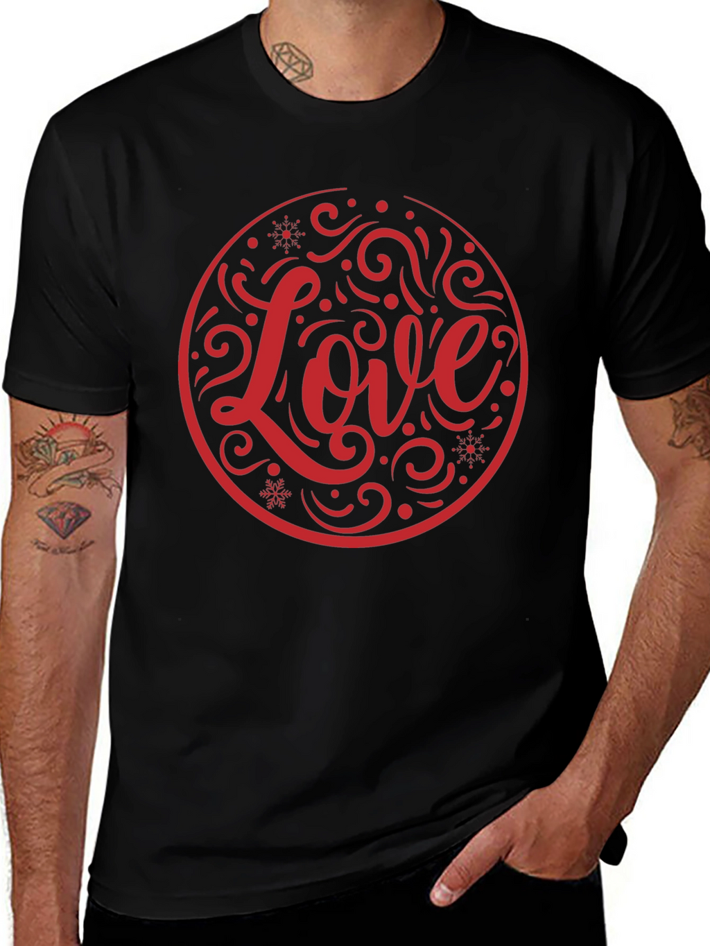 Love Circle Graphic Black T-Shirt