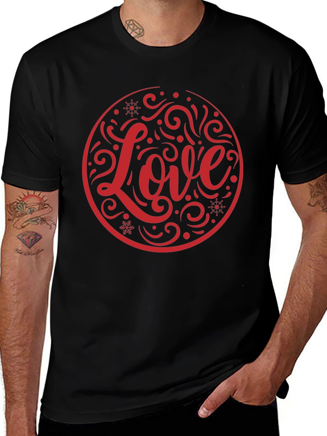 Love Circle Graphic Black T-Shirt