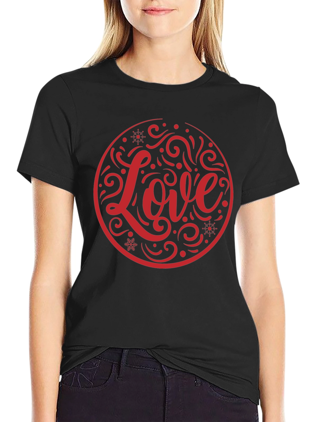 Love Circle Graphic Black T-Shirt
