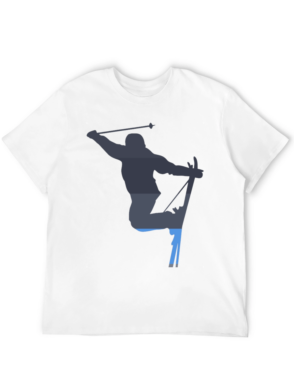 Skiing Silhouette Graphic Tee - Black Cotton T-Shirt