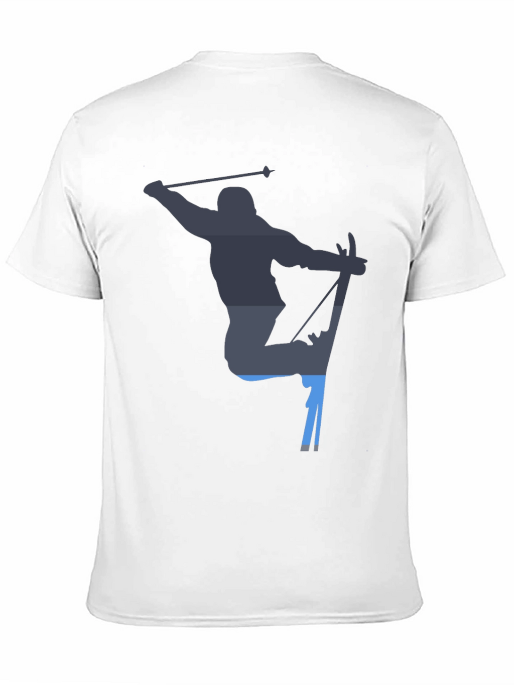 Skiing Silhouette Graphic Tee - Black Cotton T-Shirt