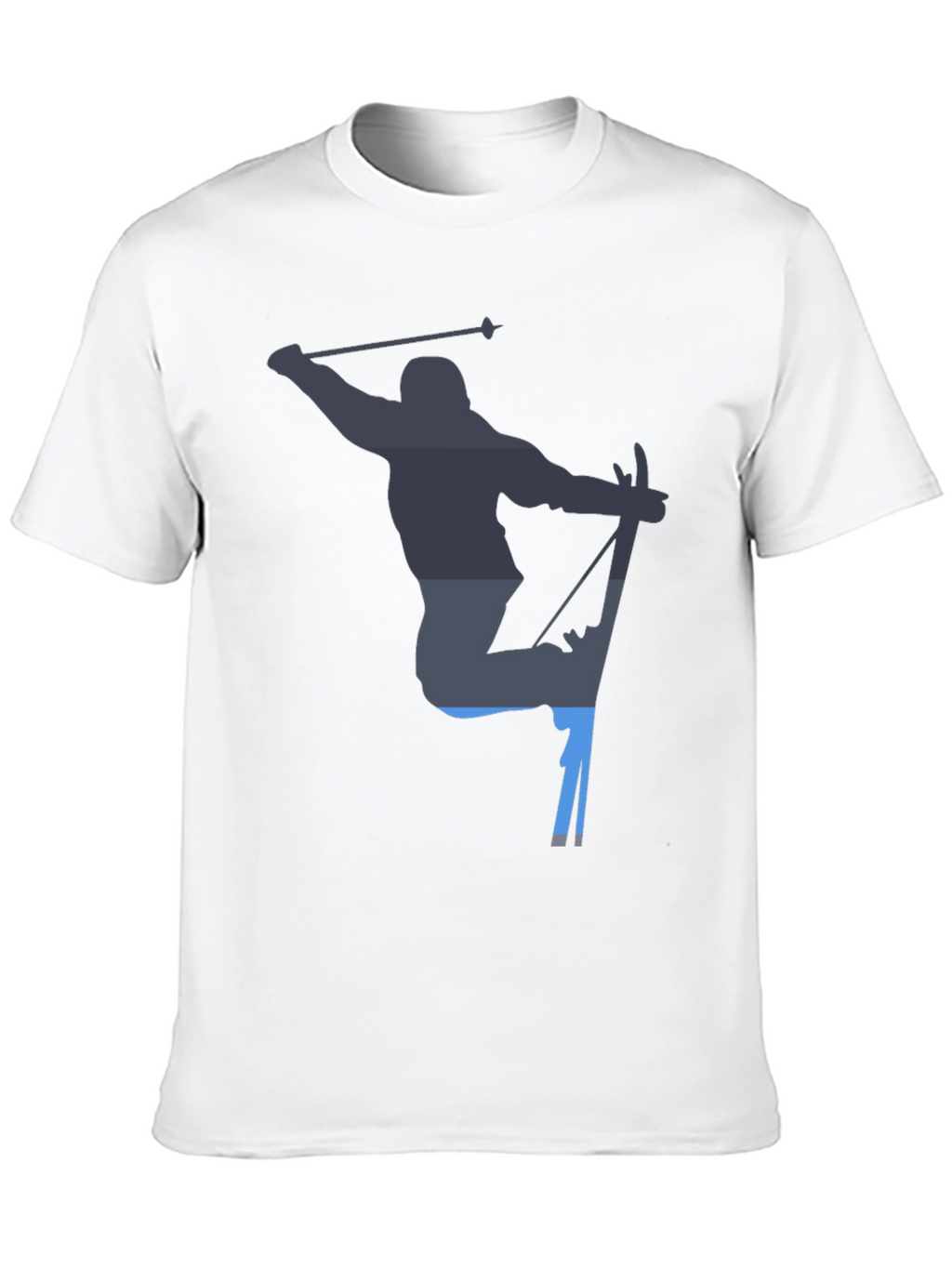 Skiing Silhouette Graphic Tee - Black Cotton T-Shirt