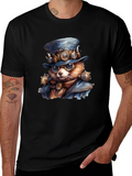 Steampunk Bear Graphic Tee - Unique Animal Art T-Shirt