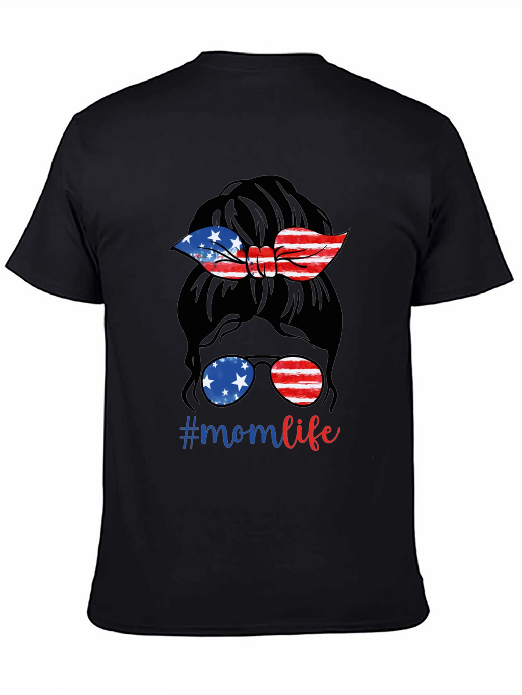 Mom Life Messy Bun Patriotic T-Shirt