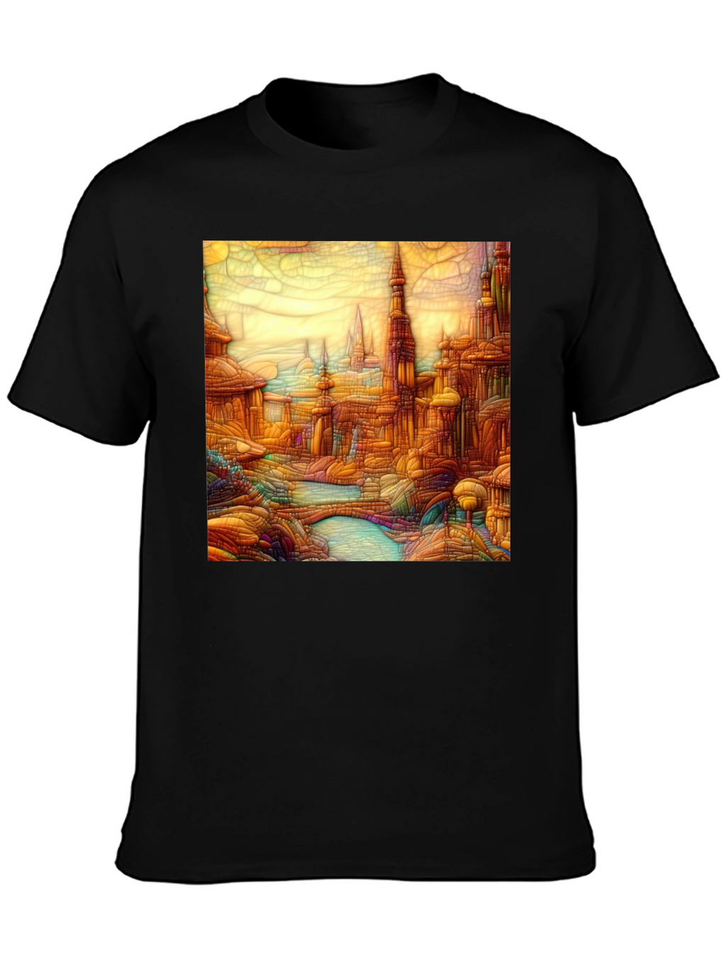 Cityscape Art Black T-Shirt