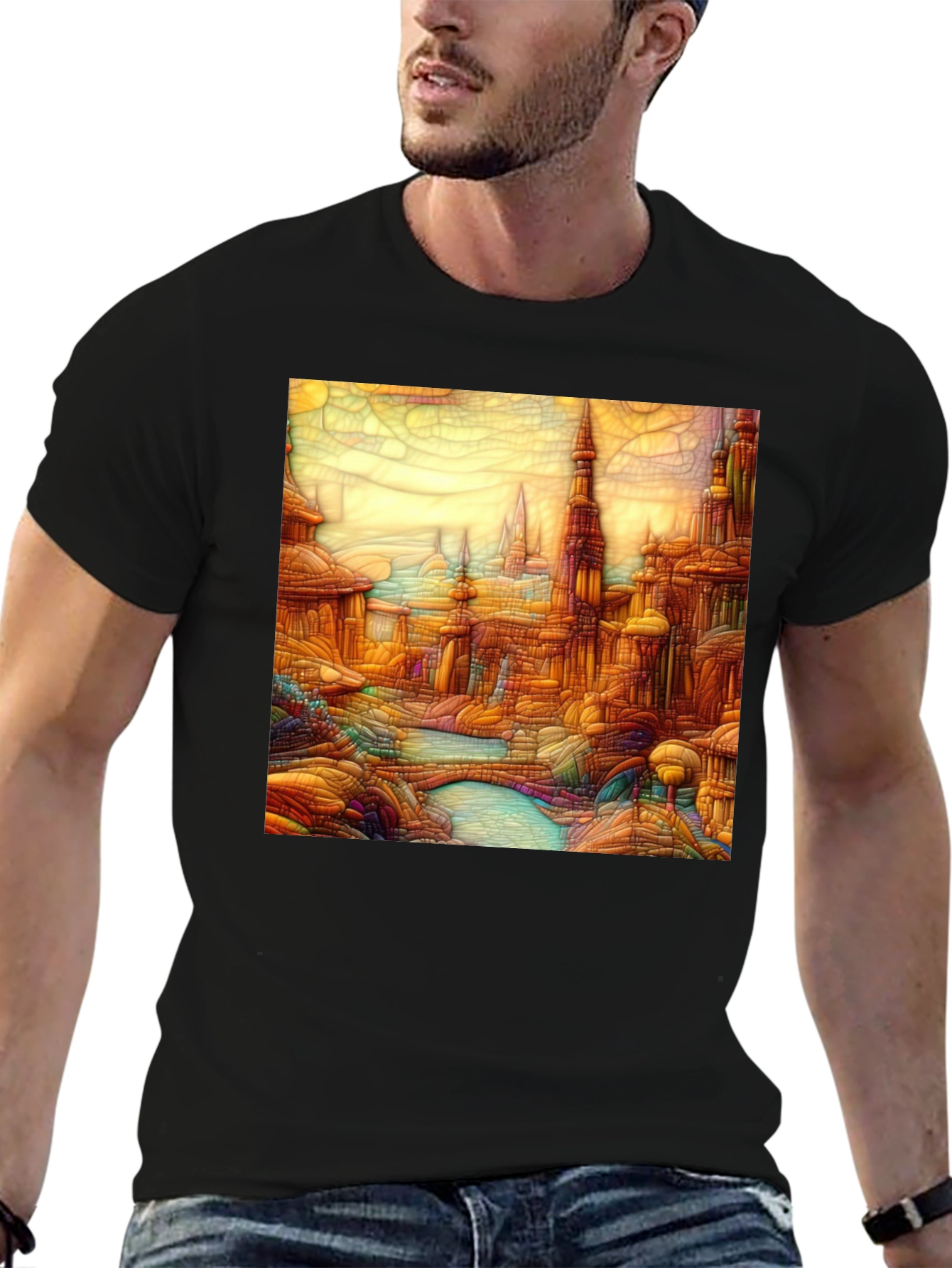 Cityscape Art Black T-Shirt