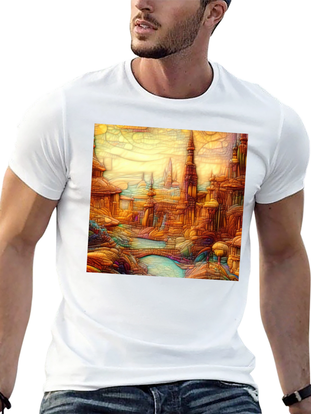 Cityscape Art Black T-Shirt