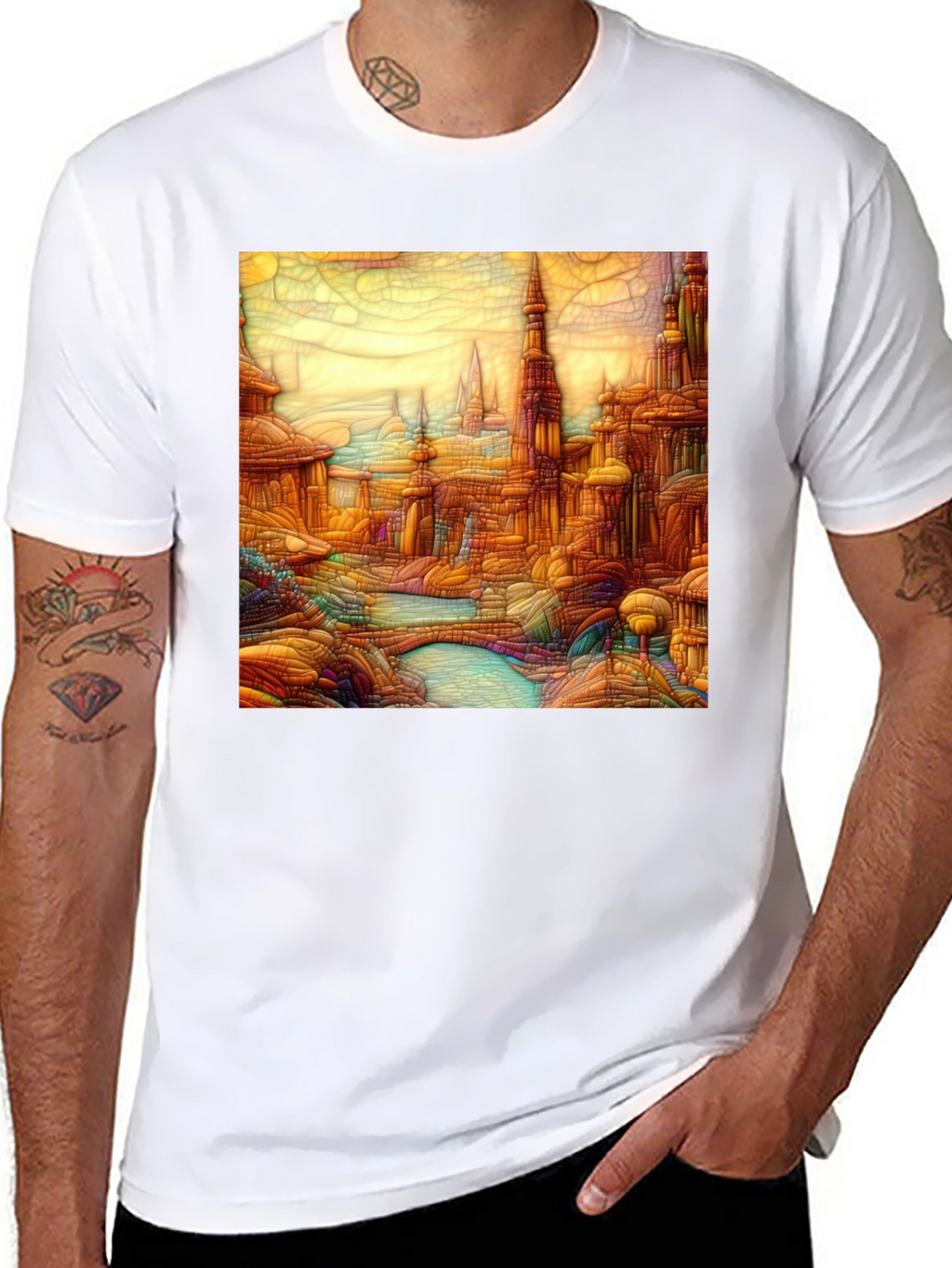 Cityscape Art Black T-Shirt